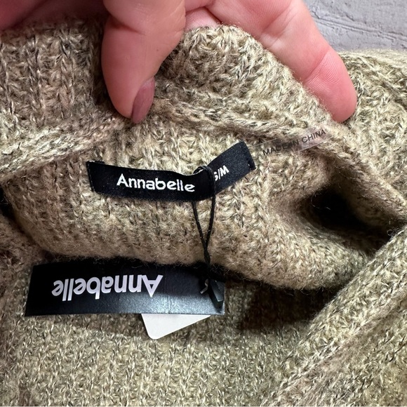 NWT annabelle boutique duster sweater Cardigan open front hooded pockets neutral - Picture 7 of 8